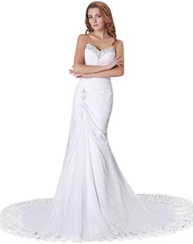 AdasBridal Elegant Lace Sweetheart Neckline Mermaid Wedding Dress