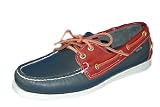 AMERICAN Water Resistant Leather 2 Eye Handsewn Multi Color Navy Blue & Red Men Boat Shoe