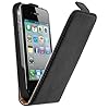 mumbi PREMIUM Cuir v�ritable Flip iPhone 4 4S - Housse Coque �tui iPhone 4 4S Noir