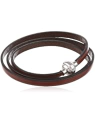 Leather Wrap Stainless Steel Magnetic Clasp Bracelet, 22.5"