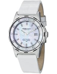 MomoDesign Pilot Diamonds Ladies White Leather Strap Watch MD093-E-02SL-LS