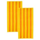 Review Modern Terry Towel  / Beach Towel Set of 2 - Yellow/ Orange