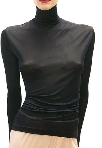 Thermal Silk Knit Turtleneck (Warm Wear) by Mary Green (Large, Black)