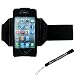 Extreme Sports Exercise Stretchy Black Armband with 8 Secure Adjustable Sizes ( Adjustable from 11 i