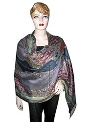 Light Eggplant and Wine Berry Paisley Reversible India Pashmina Shawl 80"x28" Free Shipp