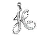 Diamond Script Initial Letter H Pendant, 18k Gold