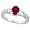 14K White Gold Rhodium Plated Sterling Silver Wedding & Engagement Ring Sterling Silver 3Stone Vintage Style Engagement Ring w/ Oval Cut (7x5mm) Ruby Red Color & Brilliant Cut CZ Stones For Women 7MM ( Size 6 to 9) Size 6