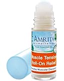 Amrita Aromatherapy: Muscle Tension Roll-On Relief (Natural Muscle Relaxer) with Essential Oils of Birch, Eucalyptus & Lemongrass, Grapefruit Seed & Olive Leaf Extracts - Organic Lotion Base (30ml)
