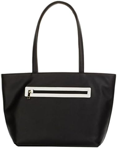 RFID Womens Tote Handbag with Anti-Theft PacSafe Features - Black/White