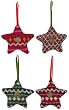 Acrylic Hand Knit Christmas Stars Ornaments Set of 12 - 3 of Each Pattern
