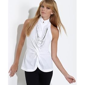 BCBGMAXAZRIA Ladies Necklace Embellised Sleeveless Blouse