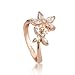 Women Jewelry Mother's Day Gift Double Blooming Flowers with Clear CZ Fashion Ring R429