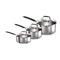 Tefal Jamie Oliver Stainless Steel 3 Piece Set, 16 cm / 18 cm / 20 cm Saucepans with Lids
