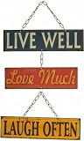 Live Well Love Much Laugh Often Retro Metal Hanging Sign