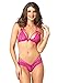 Leg Avenue Women's Strappy Lace Halter Bra and Peek-A-Boo Brazilian Panty Set, Neon Pink, Small/Medium