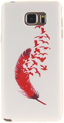 Galaxy Note 5 Case, Hongqing Shop Fashion Style Ultra Slim Exact Fit Flexible TPU Soft Back Cover Protective Skin Case for Samsung Galaxy Note 5 2015 Releas (Red Feather Birds)