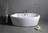 LineaAqua Moscow 66 x 34 Freestanding Soaking Bath Tub White Acrylic with Hand Shower, Bath Tub Filler