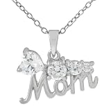 Tressa Sterling Silver Cubic Zirconia Flower Mom Necklace
