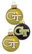 Georgia Tech 3 Piece Glass Logo Ball Ornament Set