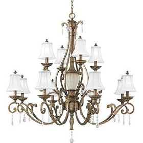 Thomas Lighting M2149-45 Medicis - Twelve Light Chandelier, Artisan Bronze Finish with Parisian Inspired Blown Glass