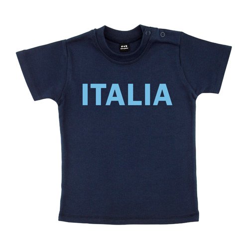 Baby – Kleinkinder T-Shirt – Italia Italien – Textil navy / Motiv hellblau Gr. 12-18 Monate