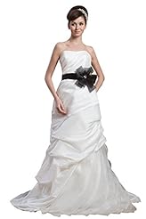 Strapless Satin/Taffeta Floor Length Belted Backless Evening Dress 