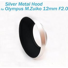 EzFoto Silver Metal Screw-in Lens Hood Shade for Olympus M.ZUIKO DIGITAL ED 12mm 1:2.0 lens