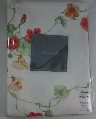 Mirabello Tavola Italiana Nasturzi Luxury Cotton 63 X 90 Inch Tablecloth White, Red, Yellow, Green by Mirabello