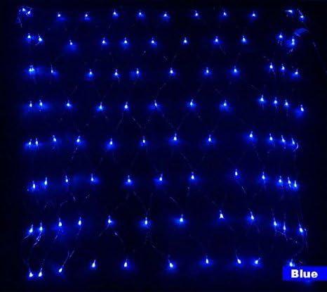 WOOTOP - 2*2M 144 LED Waterproof Net Mesh Fairy Lights for Christmas Party (Blue with Controller)