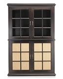 Browning Stacked Cabinet, Dark Walnut, Fabric Door Panels, Linen China Blue from Williams-Sonoma Home