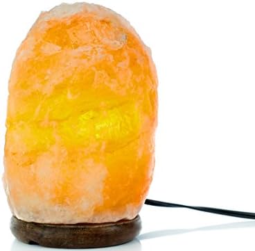 Wetsone Himalayan Salt Lamp Rock With Bulb Electric Wire Wood Base Fine Pink Rock Salt Lamp For Desk Table Natural Ionic Action 8 to 9 Inch high - 6-7lbs Large