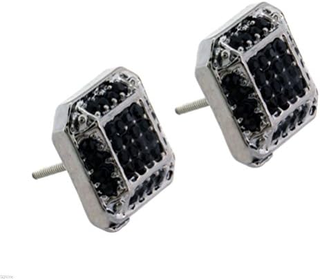 POPLife Men Black Finished 12Mm M Square Block Cube Studs Screw Back Stud Earring