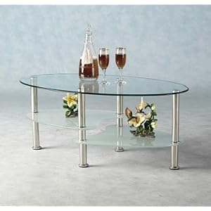 Cara Coffee Table Clear Glass Top / Frosted Shelf