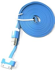 Wireless: myLife Ultramarine Blue and White {Flat Tangle-Free Noodle Design} 6 Feet (1.8 Meter) Quick Charge Cable and USB Data Sync Cord for iPhone, iPod and iPad Models "SEE COMPATIBILITY" (Durable Rubber Coat) - myLife Brand Products