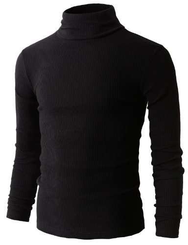 H2h mens slim fit basic ribbed thermal turtleneck pullover sweate…
