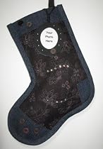 Embroidery and Swarovski Crystals Christmas Stockings Handmade Keepsakes Personalized with Picture Frame - FREE Shipping