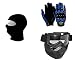 Auto Pearl Premium Quality Bike Accessories Combo Of Balaclava Black Face Mask For Bike Riding Sunscreen Dust Proof Mask. & Monster Knuckle Motorcycle/Bike Riding Gloves Blue 1 Pair. & Premium Quality Adult Motorbike Motocross ATV / Dirt Bike Racing Transparent Goggles with Mask and Adjustable Strap - BLACK RS.1659.00
