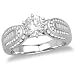 14k White Gold 6-Prong Round Diamond Engagement Ring w/ Channel-Set Round and Baguette Diamonds (.96 ct center, 1.63 cttw, G-H Color, SI2-I1 Clarity)