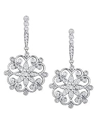 14K White Gold Diamond Dangle Earrings (0.80 Cttw, SI Clarity, F Color)