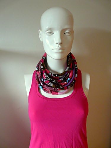 Unique/ Yarn Wrapped Necklace/ African Wax Print Fabric Wrapped/ Eye Catcher/ African Style/ Hippie/ Hipster/ Pink/ Boho