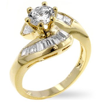 Click here to buy Ladies RINGS GOLD PLATED W CLEAR CZ by ToltecTraders.com.