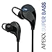 Apekx Wireless 4.1 Bluetooth Stereo Sweatproof In-Ear Lightweight Headphones, Earbuds, Earphones, Headset for Sports / Running / Jogging / Gym with Mic (007 Black)
