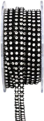 Arts Craft 2 Lines Diamond Ribbon, 3mm, Silver/Black