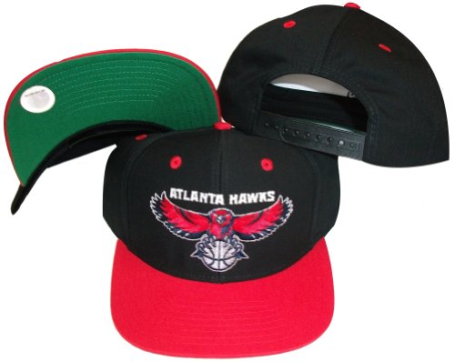 Atlanta Hawks Black/Red Two Tone Snapback Adjustable Plastic Snap Back Hat / Cap