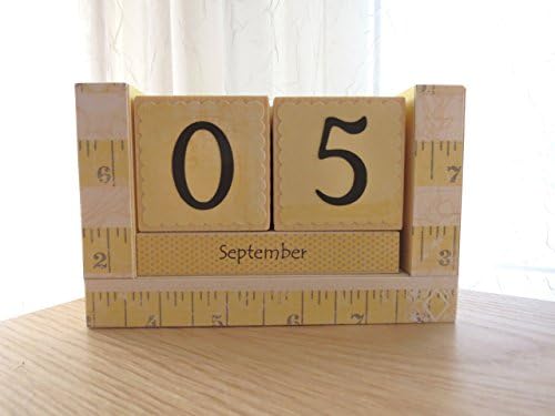 Handmade Perpetual Wooden Block Calendar - Sewing Tape Measure Ruler