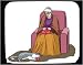 Mouse Pad with human, body, armchair, individuals, yarn, individual, persons, cat, knit, play, old, humans, people, woman, cats, person, ball Image