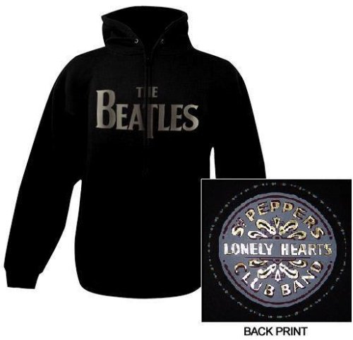 Click here to buy Beatles Black Zippered Hoodie Golden Sgt Pepper seal hooded sweatshirt.