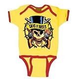 Guns N Roses bodysuit 'Top Hat' red ringer- yellow Infant Onesie (18-24 Months)
