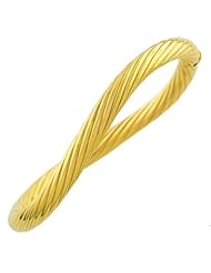 14 Karat Yellow Gold 6mm Thick Twisted Bangle 7 inch - Made In Italy