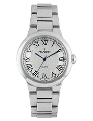 Peugeot Womens 7086S Roman Guilloche Dial Silver-tone Watch